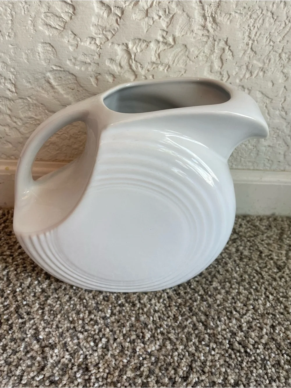 Fiesta White Ceramic Disk 7” Pitcher Vase - Picture 3 of 5